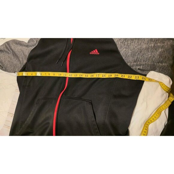 Adidas Jacket Climawarm Zip Athletic Mens XL GrayBlackRed Hooded Activewear - Picture 5 of 10